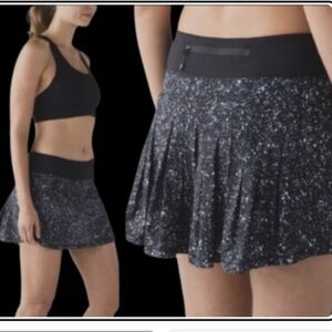 LULULEMON Skirt Skort Tennis Athletica Circuit Breaker Black/White Splatter Sz 6